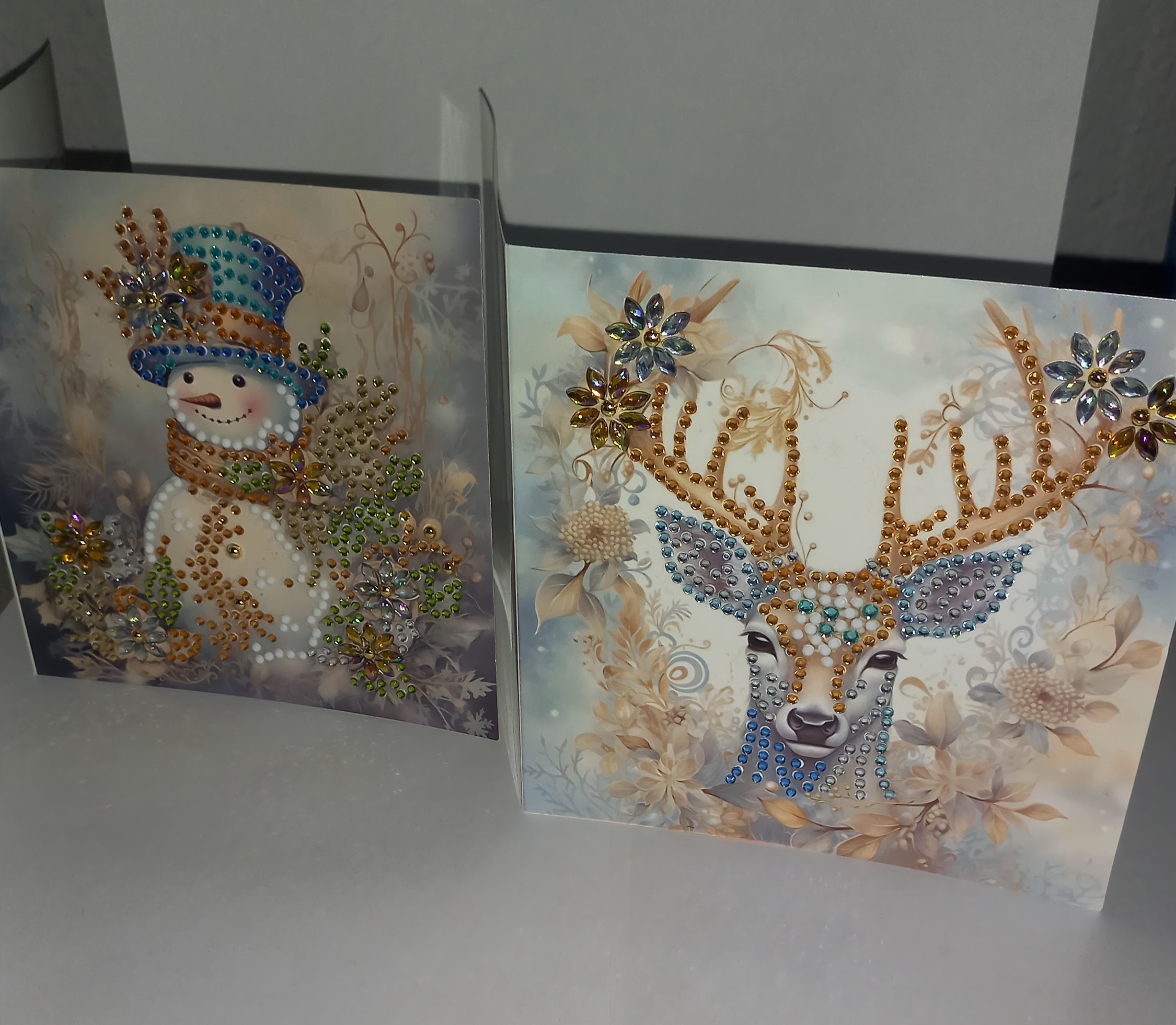 Kerstkaarten, Diamond Painting, 2€ per stuk